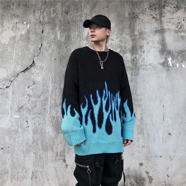 fashion sweater guochao color contrast flame jacquard t-shirt men's hip hop crew neck pullover, White;black
fashion sweater guochao color contrast flame jacquard t-shirt men's hip hop crew neck pullover, White;black