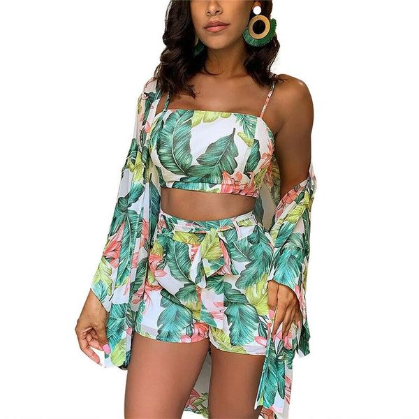 women's tracksuits summer women boho 3pcs floral print cardigan blouse+crop shorts lady holiday beach three pieces set casual shorts, Gray
women's tracksuits summer women boho 3pcs floral print cardigan blouse+crop shorts lady holiday beach three pieces set casual shorts, Gray