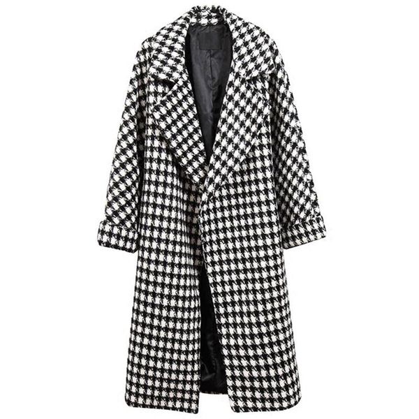 women's wool & blends woman winter coat brand woolen female oversize 4xl 2021 autumn warm thick casual korean style tartan long cardiga, Black
women's wool & blends woman winter coat brand woolen female oversize 4xl 2021 autumn warm thick casual korean style tartan long cardiga, Black