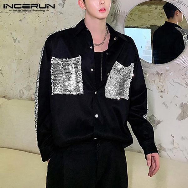 fashion patchwork men shirt lapel long sleeve streetwear party nightclub shiny shirts 2021 button korean style camisas incerun, White;black
fashion patchwork men shirt lapel long sleeve streetwear party nightclub shiny shirts 2021 button korean style camisas incerun, White;black