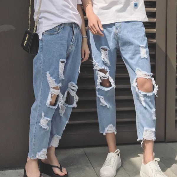 men's jeans summer 2021 ripped trendy feet pants nine-point slim beggar couple korean, Blue
men's jeans summer 2021 ripped trendy feet pants nine-point slim beggar couple korean, Blue