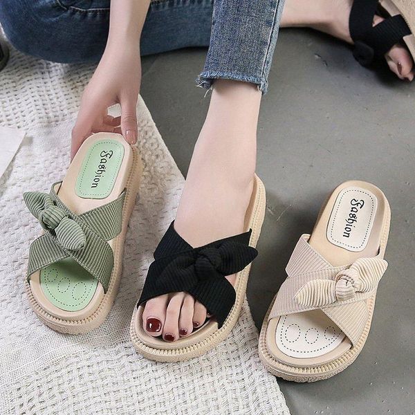 slippers women 2021 round head sandals casual bowknot student thick-soled shoes soft-soled slides female summer flat, Black
slippers women 2021 round head sandals casual bowknot student thick-soled shoes soft-soled slides female summer flat, Black