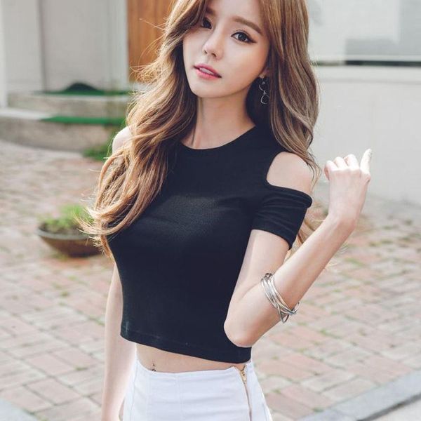 women's t-shirt 2021 open navel short female sleeve round neck tight leakage bottom shirt shoulder high waist top, White
women's t-shirt 2021 open navel short female sleeve round neck tight leakage bottom shirt shoulder high waist top, White