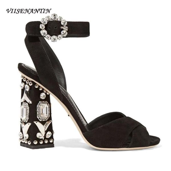 dress shoes rhinestone thick heel high summer round gemstone buckle strap open toe black sandals for women
dress shoes rhinestone thick heel high summer round gemstone buckle strap open toe black sandals for women
