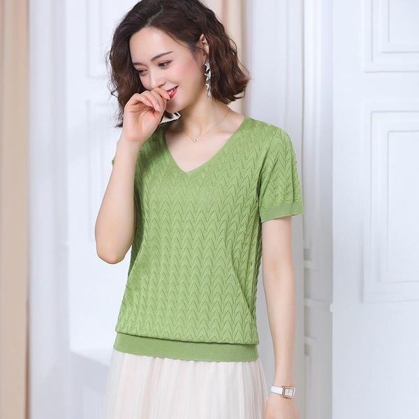 women's blouses & shirts short-sleeved loose v-neck knitted shirt female solid color hollow thin section rib stripe simple wind blouse, White
women's blouses & shirts short-sleeved loose v-neck knitted shirt female solid color hollow thin section rib stripe simple wind blouse, White