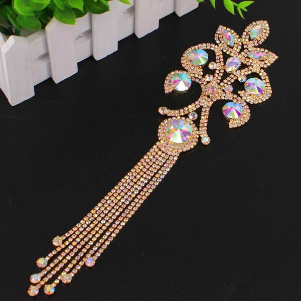 wedding sashes gold ab rhinestone tassel decoration sew on adornment for hats dress accessory, White
wedding sashes gold ab rhinestone tassel decoration sew on adornment for hats dress accessory, White