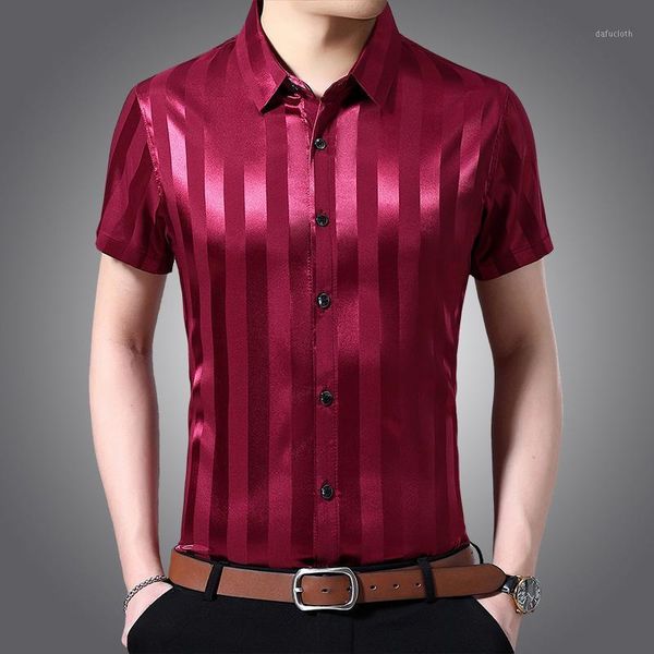 men's casual shirts silk streetwear summer fashion stripes smooth clothes male soft short sleeved, White;black
men's casual shirts silk streetwear summer fashion stripes smooth clothes male soft short sleeved, White;black