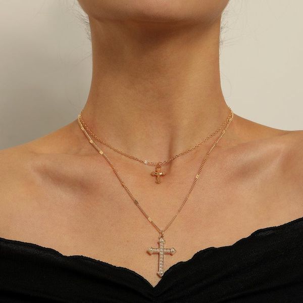 pendant necklaces vintage multilayer choker rhinestones cross chain necklace for women girl gold silver color collar fashion jewelry gift
pendant necklaces vintage multilayer choker rhinestones cross chain necklace for women girl gold silver color collar fashion jewelry gift
