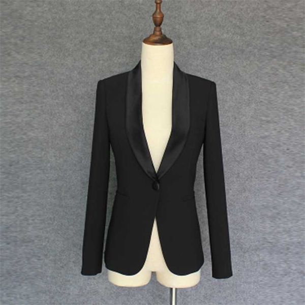 fashion designer blazer jacket women's single button shawl collar outer 210930, White;black
fashion designer blazer jacket women's single button shawl collar outer 210930, White;black