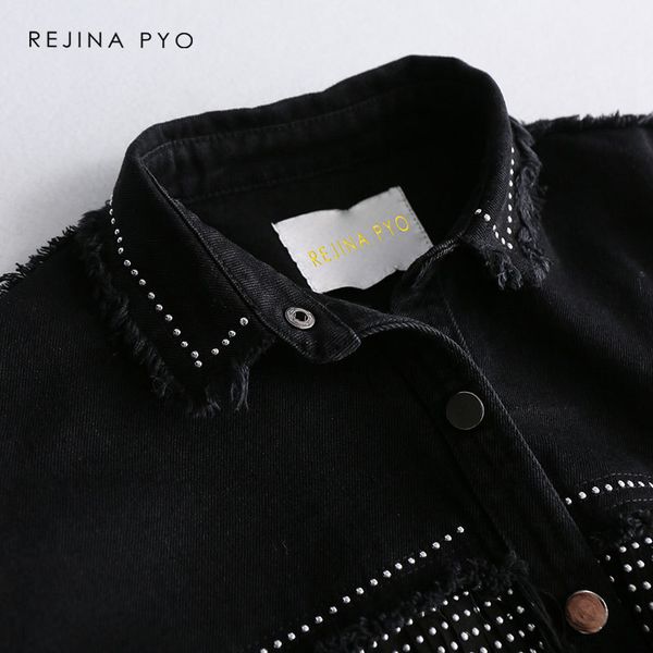biaoruina women black loose denim jacket coat sequined tassels streetwear all-match metal covered button outerwear cx200725, Black;brown
biaoruina women black loose denim jacket coat sequined tassels streetwear all-match metal covered button outerwear cx200725, Black;brown