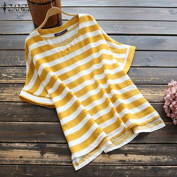 women's blouses & shirts 2021 women basic casual o neck striped blouse zanzea summer vntage short sleeve party tunic blusas female che, White
women's blouses & shirts 2021 women basic casual o neck striped blouse zanzea summer vntage short sleeve party tunic blusas female che, White