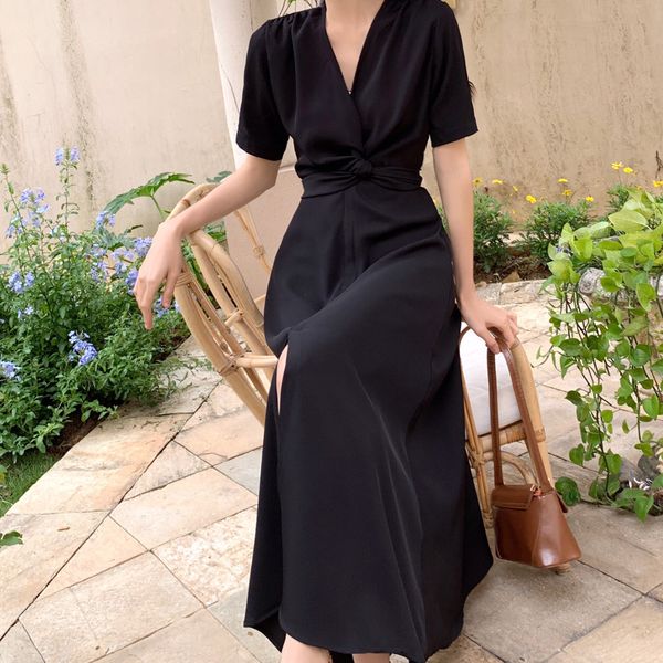 Elegant V Neck Short Sleeve Elegant Evening Dresses Women Slit Sash Waist Wrapped Party Dress Vestido Largo, Black
Elegant V Neck Short Sleeve Elegant Evening Dresses Women Slit Sash Waist Wrapped Party Dress Vestido Largo, Black