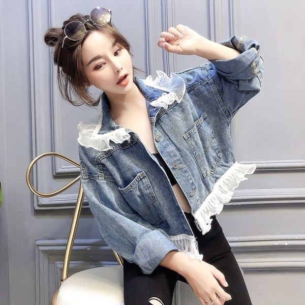 women's jackets sweet women short denim shredded jacket lace plied loose fitting casual female jackets spring outerwear drawstring jean, Black;brown
women's jackets sweet women short denim shredded jacket lace plied loose fitting casual female jackets spring outerwear drawstring jean, Black;brown