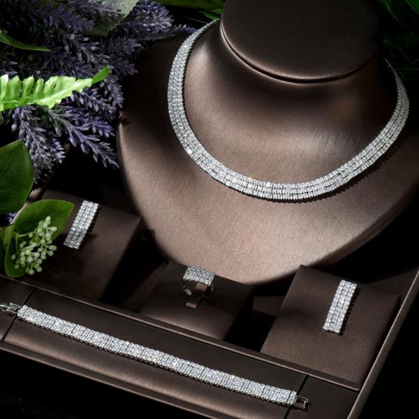 earrings & necklace hibride brilliant choker design african cz jewelry set for women wedding party zircon crystal neckalce earring n-, Silver
earrings & necklace hibride brilliant choker design african cz jewelry set for women wedding party zircon crystal neckalce earring n-, Silver