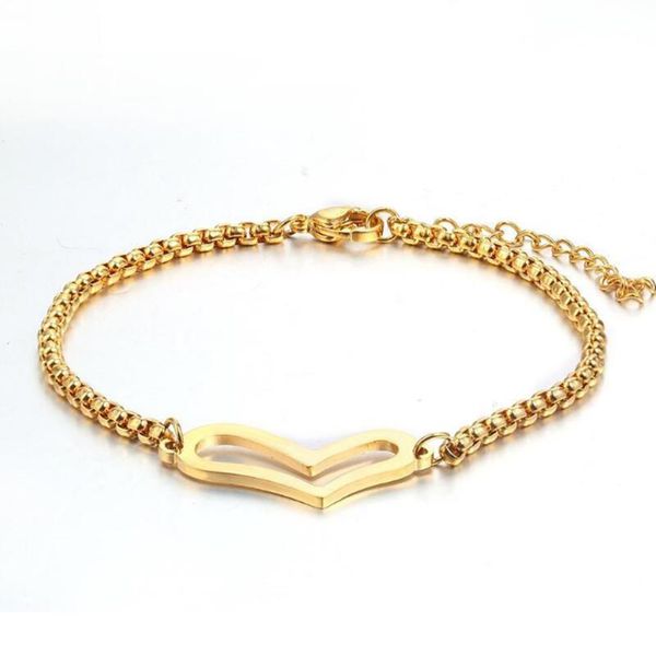link, chain stainless steel delicate gold heart women ladies bracelet bangle jewelry gift for him, Black
link, chain stainless steel delicate gold heart women ladies bracelet bangle jewelry gift for him, Black