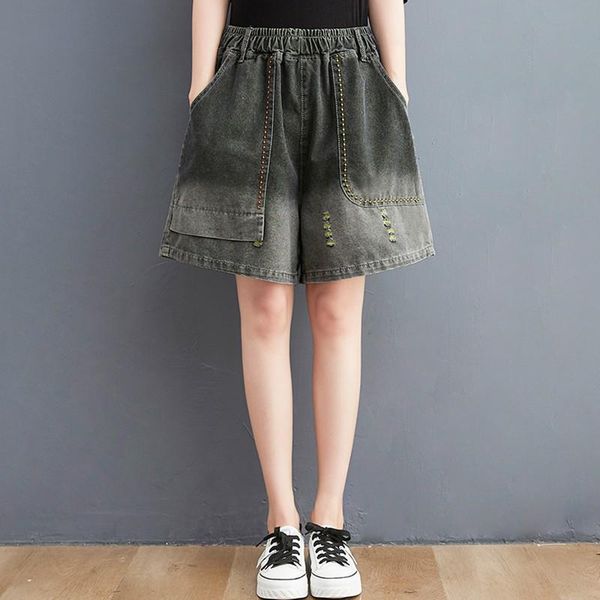 women's jeans women summer embroidery shorts arrival 2021 vintage elastic waist thin female washed wide leg denim pants trousers, Blue
women's jeans women summer embroidery shorts arrival 2021 vintage elastic waist thin female washed wide leg denim pants trousers, Blue