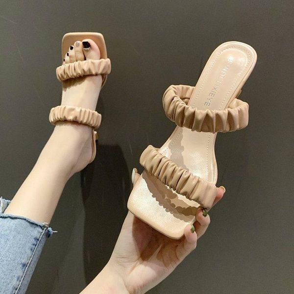 sandals 2021 women slippers pleated summer light open toe solid color stiletto heels luxury prom woman black shoes
sandals 2021 women slippers pleated summer light open toe solid color stiletto heels luxury prom woman black shoes