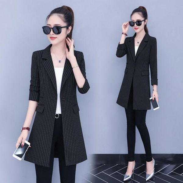 women's jackets 2021 spring and autumn ladies fashion long section slim slimming striped casual thin small suit, Black;brown
women's jackets 2021 spring and autumn ladies fashion long section slim slimming striped casual thin small suit, Black;brown