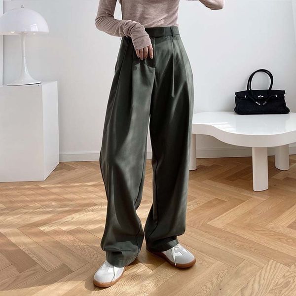 new autumn 2021 high waist wide leg straight pant army green vintage loose elegant pants women casual long trousers o8cv, Black;white
new autumn 2021 high waist wide leg straight pant army green vintage loose elegant pants women casual long trousers o8cv, Black;white