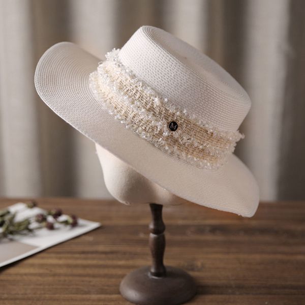 2021 new elegant lace trim white black wide brim sun for women adjustable flat paper straw canotier upf 50+ beach lady summer hat k6mo, Blue;gray
2021 new elegant lace trim white black wide brim sun for women adjustable flat paper straw canotier upf 50+ beach lady summer hat k6mo, Blue;gray