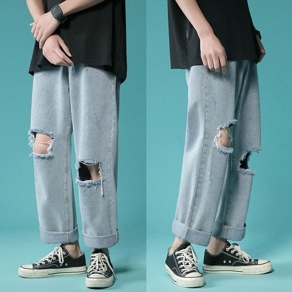 men's jeans summer wide-leg fashion harajuku ripped baggy men streetwear loose hip-hop hole straight denim trousers mens 93os, Blue
men's jeans summer wide-leg fashion harajuku ripped baggy men streetwear loose hip-hop hole straight denim trousers mens 93os, Blue