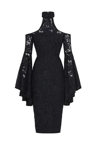 casual dresses fashion white black flare sleeve lace slim bodycon women dress party hl bandage, Black;gray 
casual dresses fashion white black flare sleeve lace slim bodycon women dress party hl bandage, Black;gray