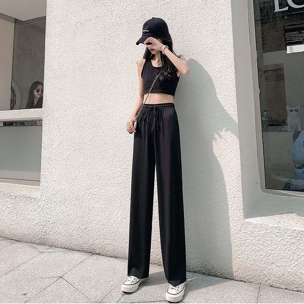 women's pants & capris 2021 women summer long straight leg high waist trousers korean style white black casual ladies, Black;white
women's pants & capris 2021 women summer long straight leg high waist trousers korean style white black casual ladies, Black;white