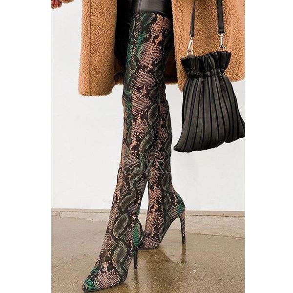 boots 2021 women thigh high winter snake print heels punk ladies shoes pointed toe female over the knee long botas, Black
boots 2021 women thigh high winter snake print heels punk ladies shoes pointed toe female over the knee long botas, Black