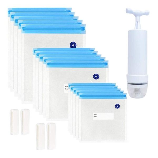 vacuum food sealing machine sous vide bags 20pack reusable electric storage save sealer cooker with 1 hand pump,3 size sealed bag,4 clip
vacuum food sealing machine sous vide bags 20pack reusable electric storage save sealer cooker with 1 hand pump,3 size sealed bag,4 clip
