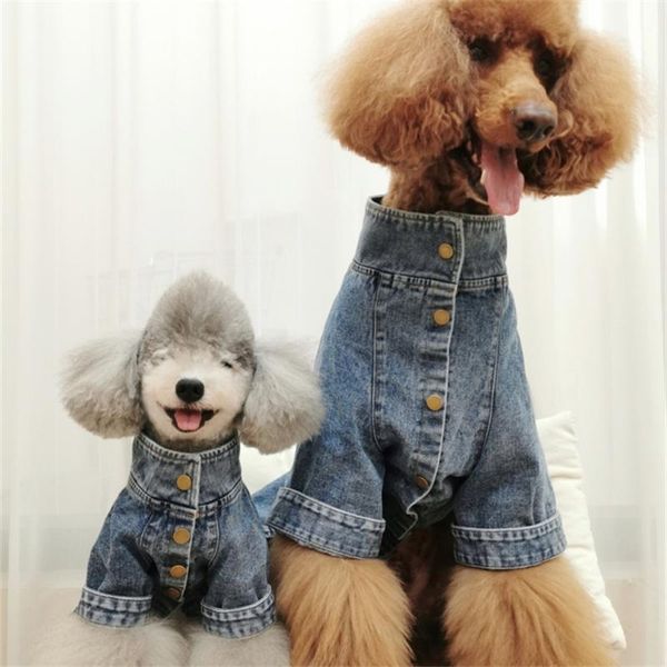 dog apparel pets products fashion jean jumpsuit for giant poodle and small puppy