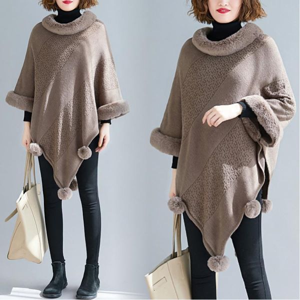 women's wool & blends 2021 winter style ethnic-style literature art knitted cape coat fat mm loose-fit irregall-match womens dress /40, Black
women's wool & blends 2021 winter style ethnic-style literature art knitted cape coat fat mm loose-fit irregall-match womens dress /40, Black