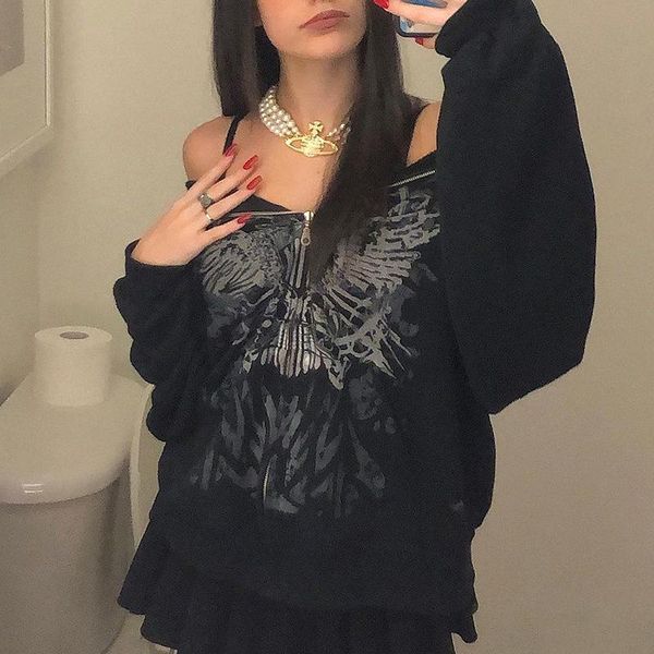 women's jackets streetwear grunge gothic printed oversized hoodies autumn jacket coat dark academia y2k zip up women graphic loose, Black;brown
women's jackets streetwear grunge gothic printed oversized hoodies autumn jacket coat dark academia y2k zip up women graphic loose, Black;brown