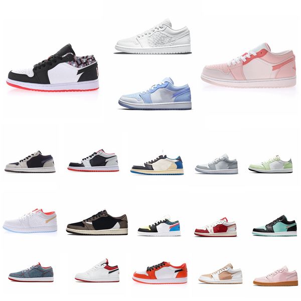 2021 1 1s low basketball shoes men women quai 54 mighty swooshers all-white wolf grey white sesame ghost green sport sneakers trainers