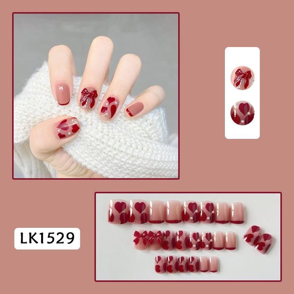 false nails 24pcs love heart printed nail patch pearl inlaid glue type removable short paragraph fashion manicure, Red;gold
false nails 24pcs love heart printed nail patch pearl inlaid glue type removable short paragraph fashion manicure, Red;gold