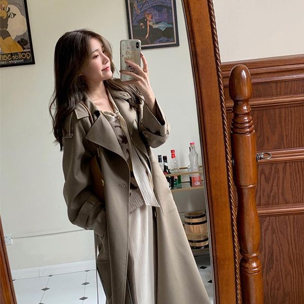 women's trench coats autumn winter long trend casual loose vintage fashion office outwear, Tan;black
women's trench coats autumn winter long trend casual loose vintage fashion office outwear, Tan;black
