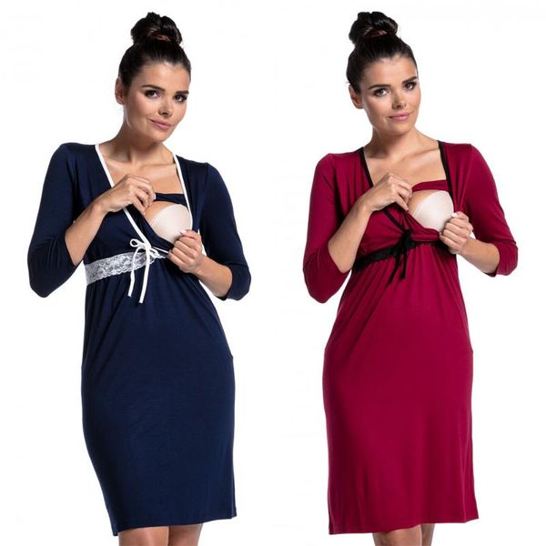 maternity dresses 2021 fashion lace nursing clothing stitching deep v-neck breastfeeding clothes pregnant dress pajamas q0214, White
maternity dresses 2021 fashion lace nursing clothing stitching deep v-neck breastfeeding clothes pregnant dress pajamas q0214, White