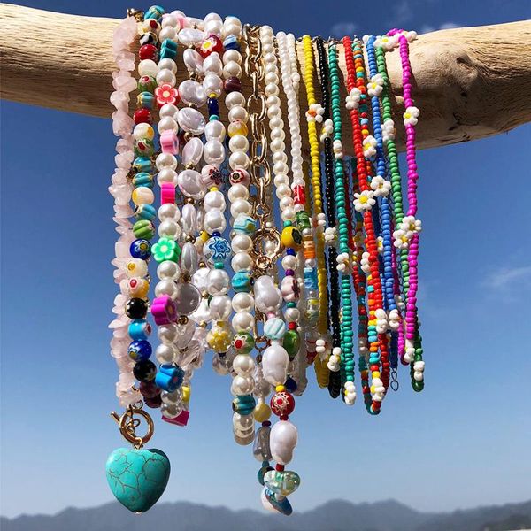 chokers 2021 bohemia flower resin colorful glazed beaded irregular pearl asymmetric pink crystal turquoise heart necklace for women, Golden;silver
chokers 2021 bohemia flower resin colorful glazed beaded irregular pearl asymmetric pink crystal turquoise heart necklace for women, Golden;silver
