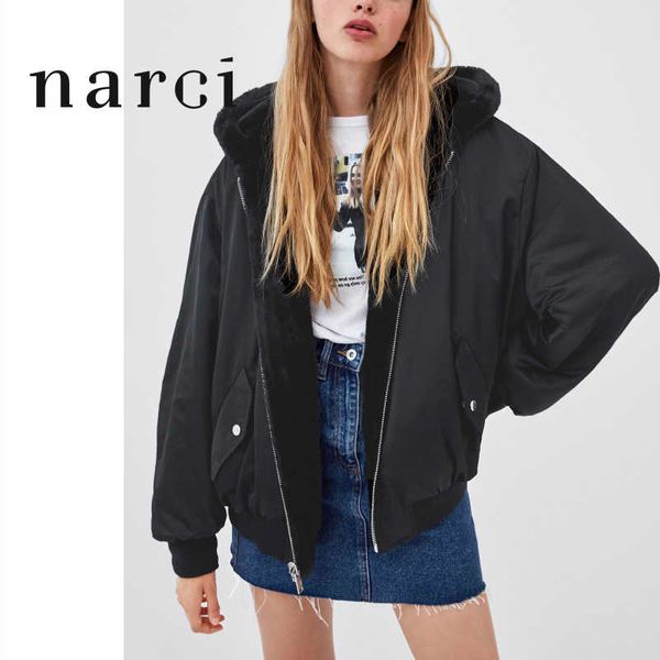 narci ladies reversible hooded jacket faux fur fleece for winter womens bomber jackets coats black outwear with long sleeve 201006, Black;brown
narci ladies reversible hooded jacket faux fur fleece for winter womens bomber jackets coats black outwear with long sleeve 201006, Black;brown