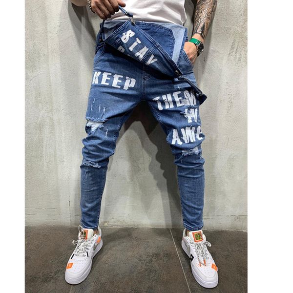 2021 herenmode alfabet printing ripped jeans connection summer casual high street slim denim bib overalls for man suspen, Blue
2021 herenmode alfabet printing ripped jeans connection summer casual high street slim denim bib overalls for man suspen, Blue