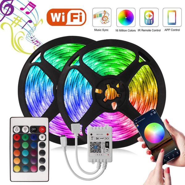 strips 5-20m bluetooth music sync led strip 12v rgb ribbon tape neon light control with wifi alexa tv backlight for decor room 
strips 5-20m bluetooth music sync led strip 12v rgb ribbon tape neon light control with wifi alexa tv backlight for decor room