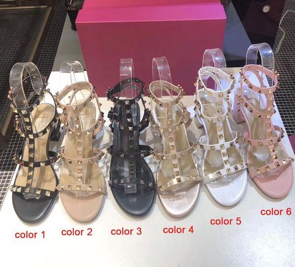 sandals lucury woman shoes v high heels rivets 6cm square heel open toe women fashion low, Black
sandals lucury woman shoes v high heels rivets 6cm square heel open toe women fashion low, Black