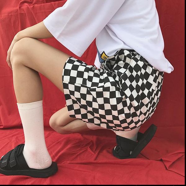 punk plaid shorts women and men summer plus size large elastic waist casual loose pants pockets wide leg pantalones cortos, White;black
punk plaid shorts women and men summer plus size large elastic waist casual loose pants pockets wide leg pantalones cortos, White;black