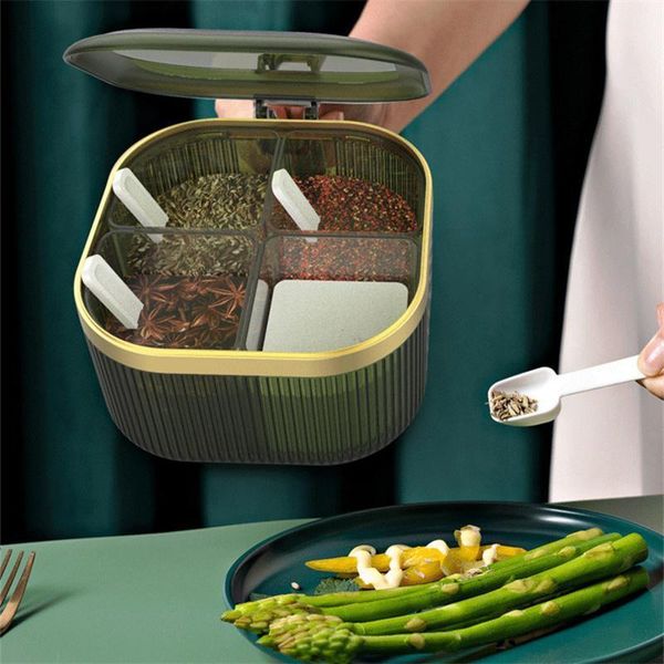 storage bottles & jars 4 grids seasoning box spice jar kitchen organizer salt shaker sugar container condiment case with lids spoons
storage bottles & jars 4 grids seasoning box spice jar kitchen organizer salt shaker sugar container condiment case with lids spoons