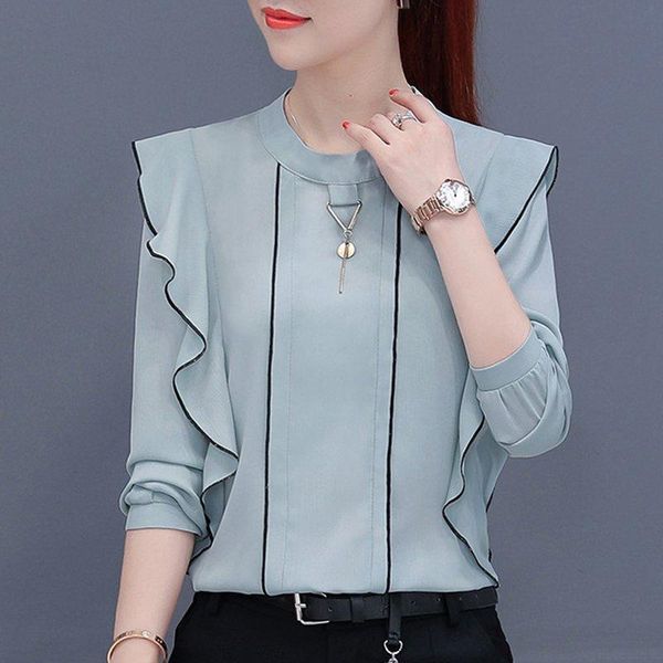 women's blouses & shirts autumn women ruffled long sleeve chiffon blouse mujer fashion ladies pink yellow khaki blue blusa feminino, White
women's blouses & shirts autumn women ruffled long sleeve chiffon blouse mujer fashion ladies pink yellow khaki blue blusa feminino, White