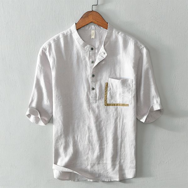 2021 new pure linen short-sleeved stand collar brand fashion breathable shirts for men casual solid shirt mens overhemd camisa g4xo, White;black
2021 new pure linen short-sleeved stand collar brand fashion breathable shirts for men casual solid shirt mens overhemd camisa g4xo, White;black