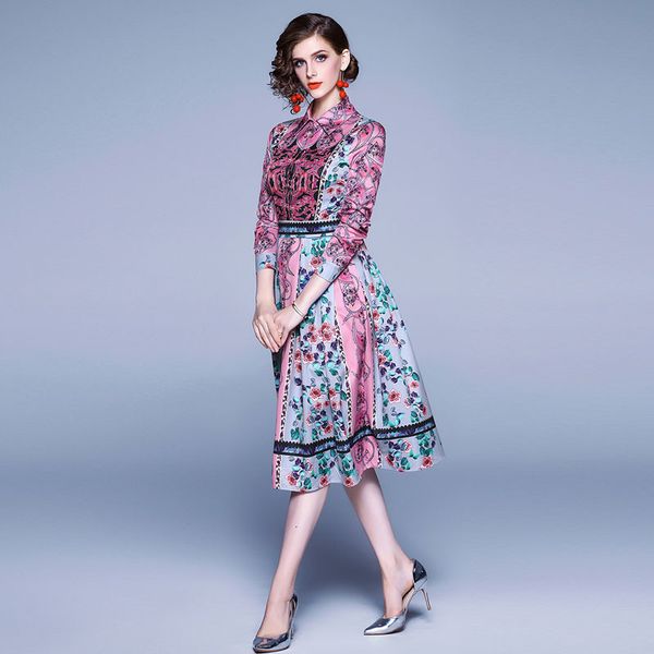 flower runway design turn collar sleeve elegant women's vintage dress midi tflq, Black;gray
flower runway design turn collar sleeve elegant women's vintage dress midi tflq, Black;gray