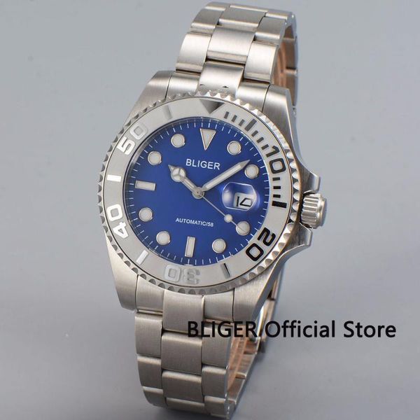wristwatches sapphire glass bliger 40mm blue dial ceramic bezel luminous pointer date magnifier miyota automatic movement men's watch b, Slivery;brown
wristwatches sapphire glass bliger 40mm blue dial ceramic bezel luminous pointer date magnifier miyota automatic movement men's watch b, Slivery;brown