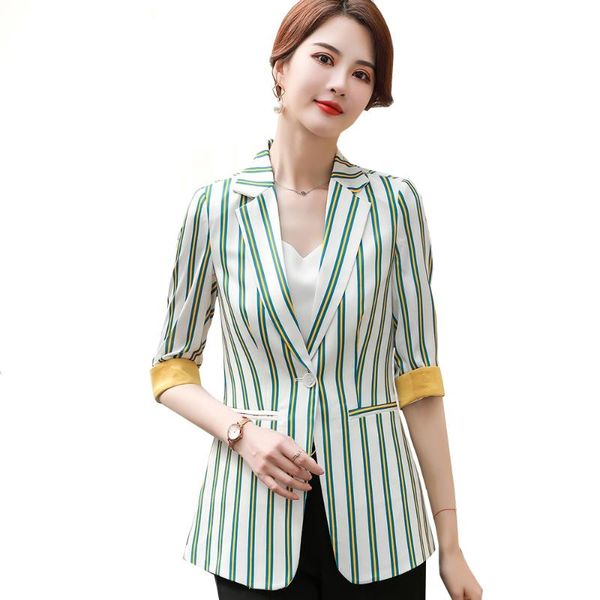 women's suits & blazers arrival spring summer half sleeve office blazer ladies women female green black striped formal jacket coats jac, White;black
women's suits & blazers arrival spring summer half sleeve office blazer ladies women female green black striped formal jacket coats jac, White;black