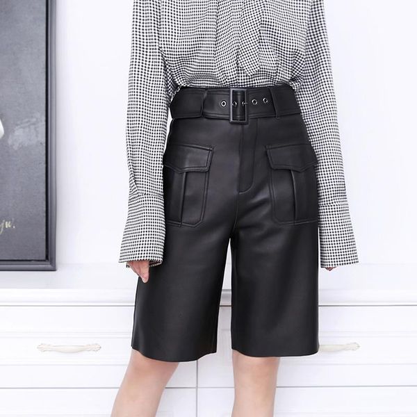women's shorts genuine leather short pants autumn winter 100% natural real sheepskin high waist straight trousers casual ol street, White;black
women's shorts genuine leather short pants autumn winter 100% natural real sheepskin high waist straight trousers casual ol street, White;black