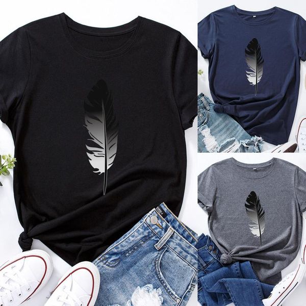women's t-shirt summer women black tee cool feather print shirt short sleeve female casual o-neck oversized tshirt, White
women's t-shirt summer women black tee cool feather print shirt short sleeve female casual o-neck oversized tshirt, White